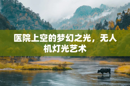医院上空的梦幻之光，无人机灯光艺术