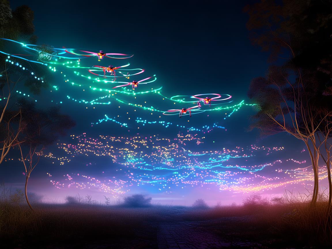 无人机灯光艺术，点亮夜空，舒缓颈椎病痛