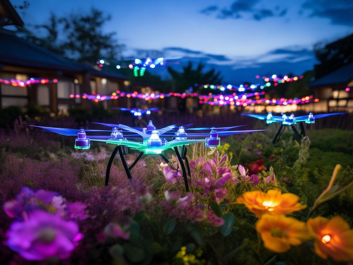 小区花园里的无人机灯光盛宴