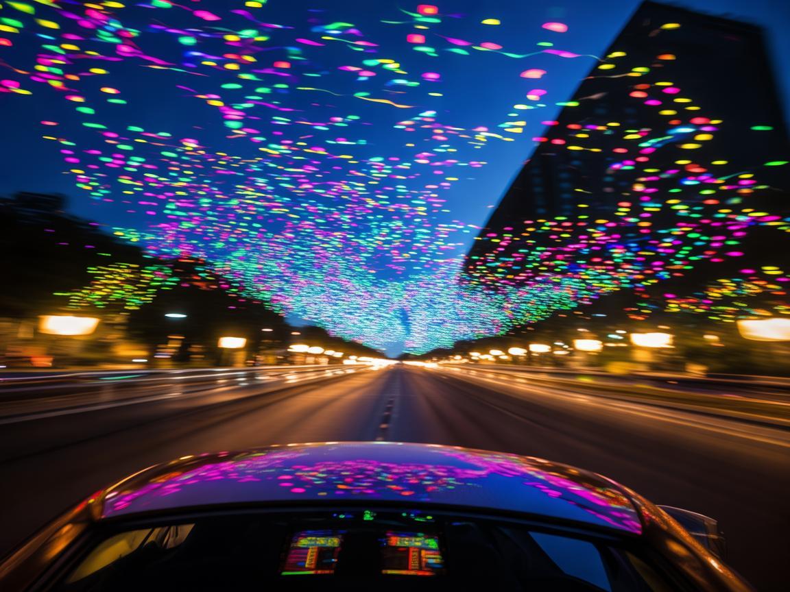 出租车视角下的无人机灯光艺术