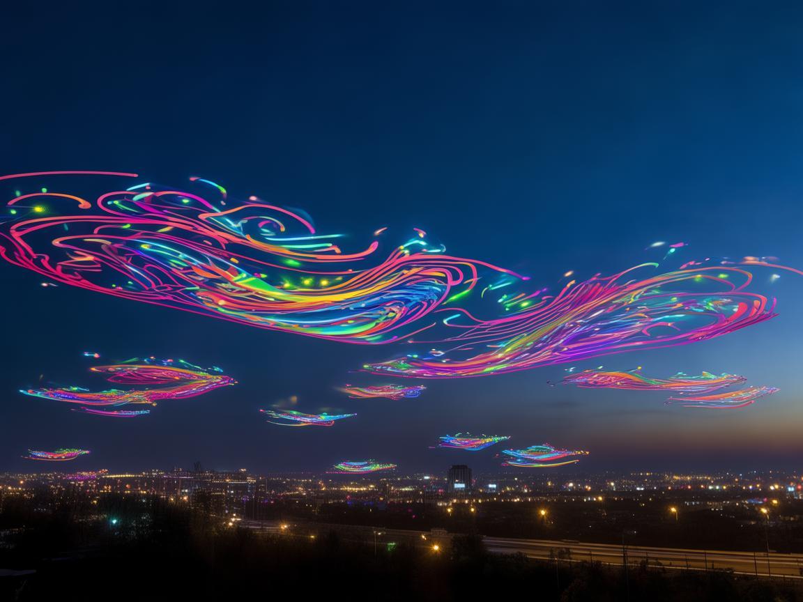 宝鸡上空的无人机灯光艺术盛宴