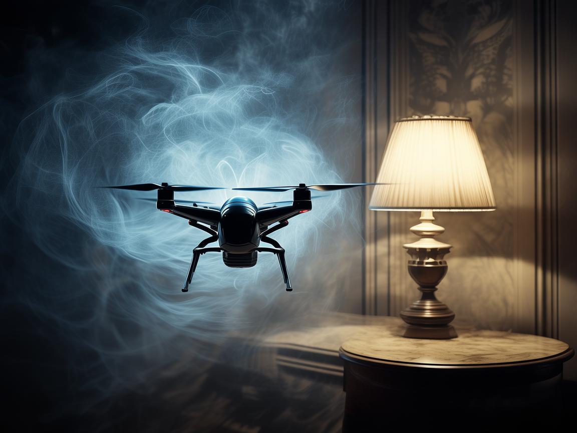无人机与台灯交织的光影奇幻之旅