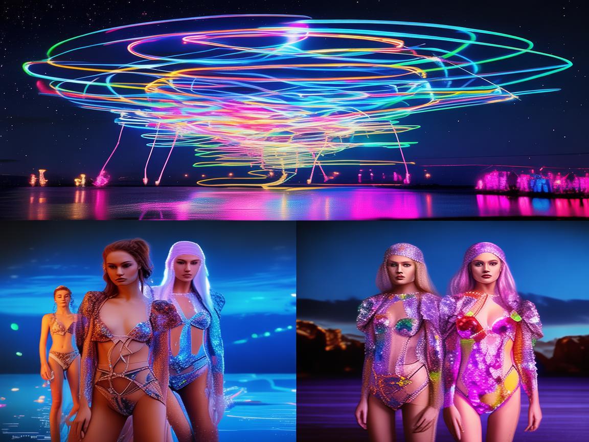 无人机灯光秀,泳装套装演绎奇幻之美