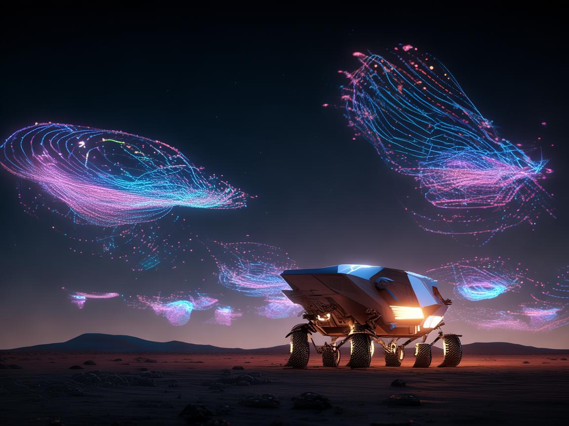 无人机灯光艺术与火星车的梦幻联动