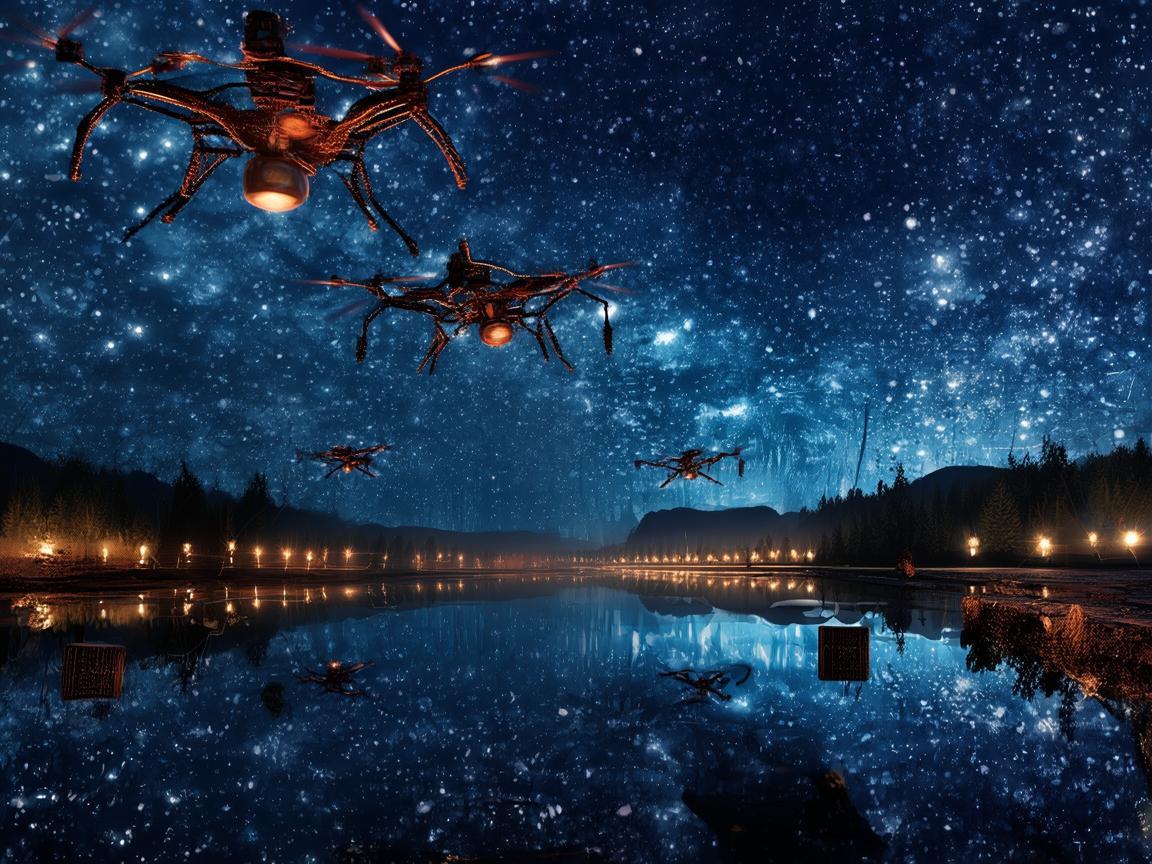 无人机灯光秀,衣架造型点亮奇幻夜