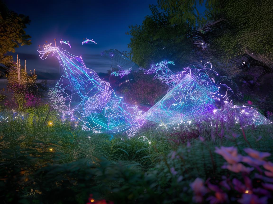 无人机灯光艺术与园艺学的梦幻交织