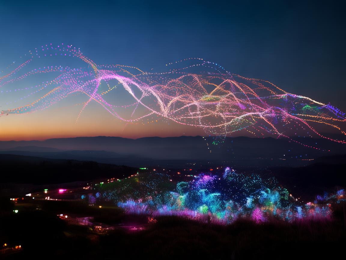 宿松县上空的无人机灯光盛宴