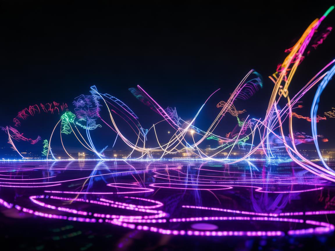 佳木斯夜空下的无人机灯光艺术盛宴