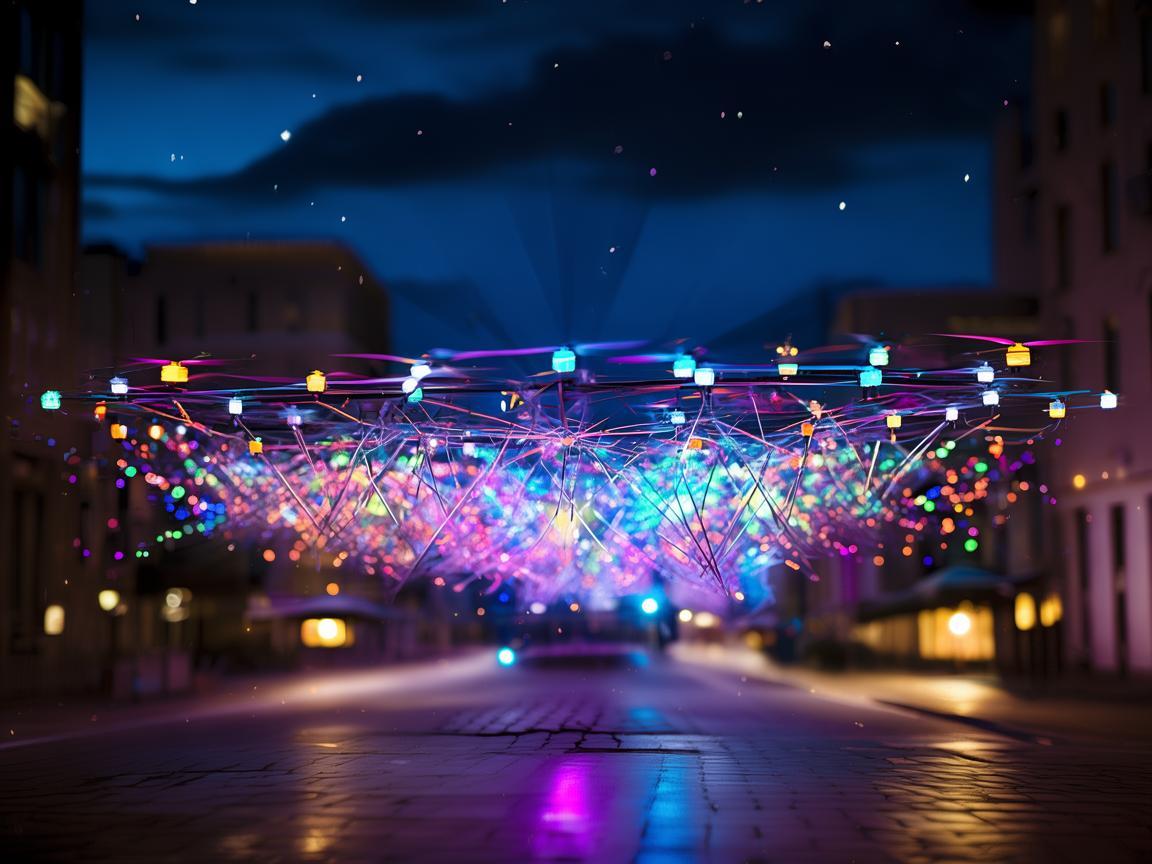 无人机灯光艺术，门吸点亮奇幻夜空