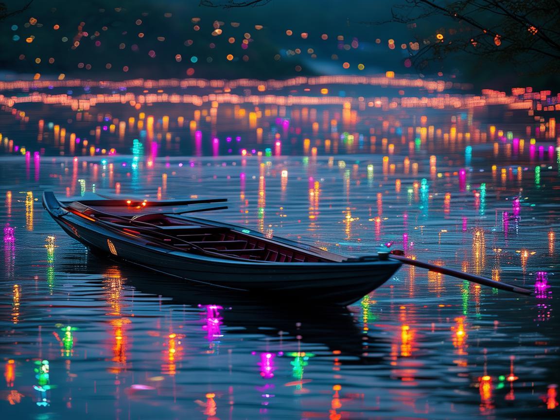 划艇与无人机灯光艺术的梦幻交织
