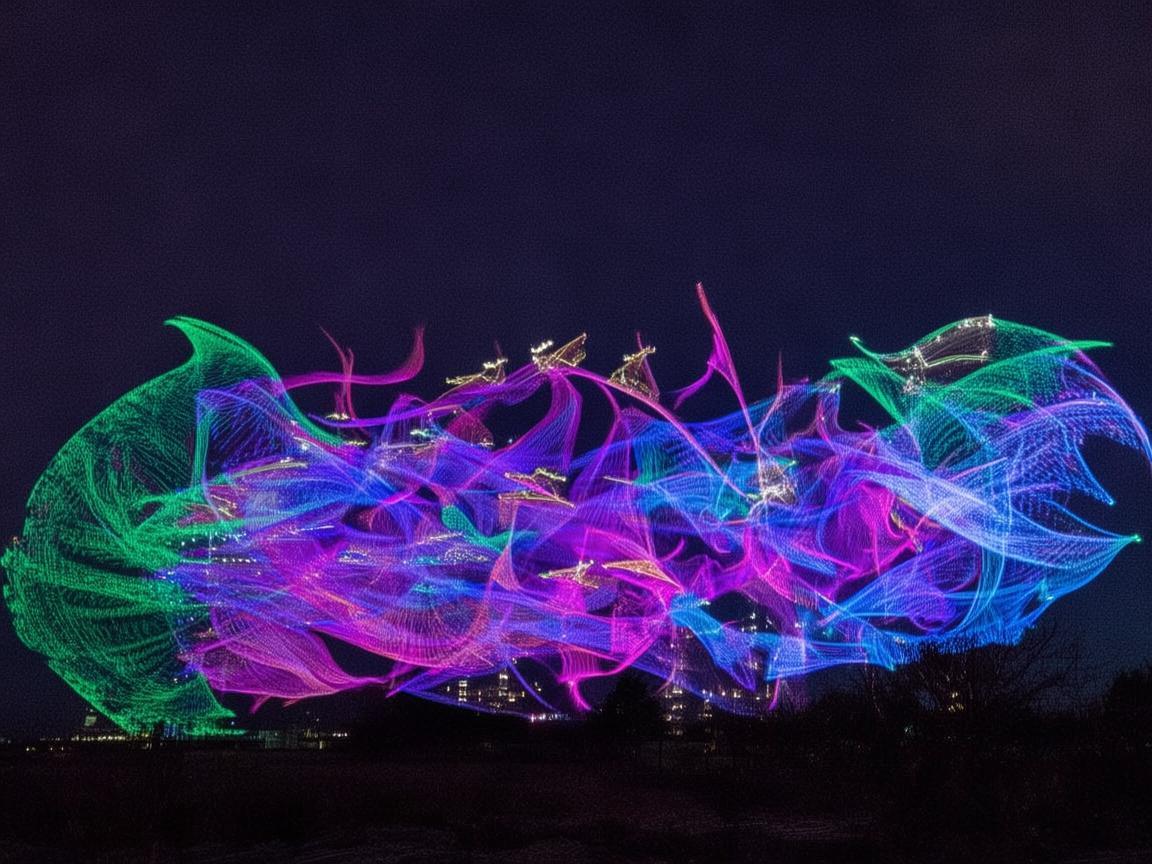 福清上空的无人机灯光艺术盛宴