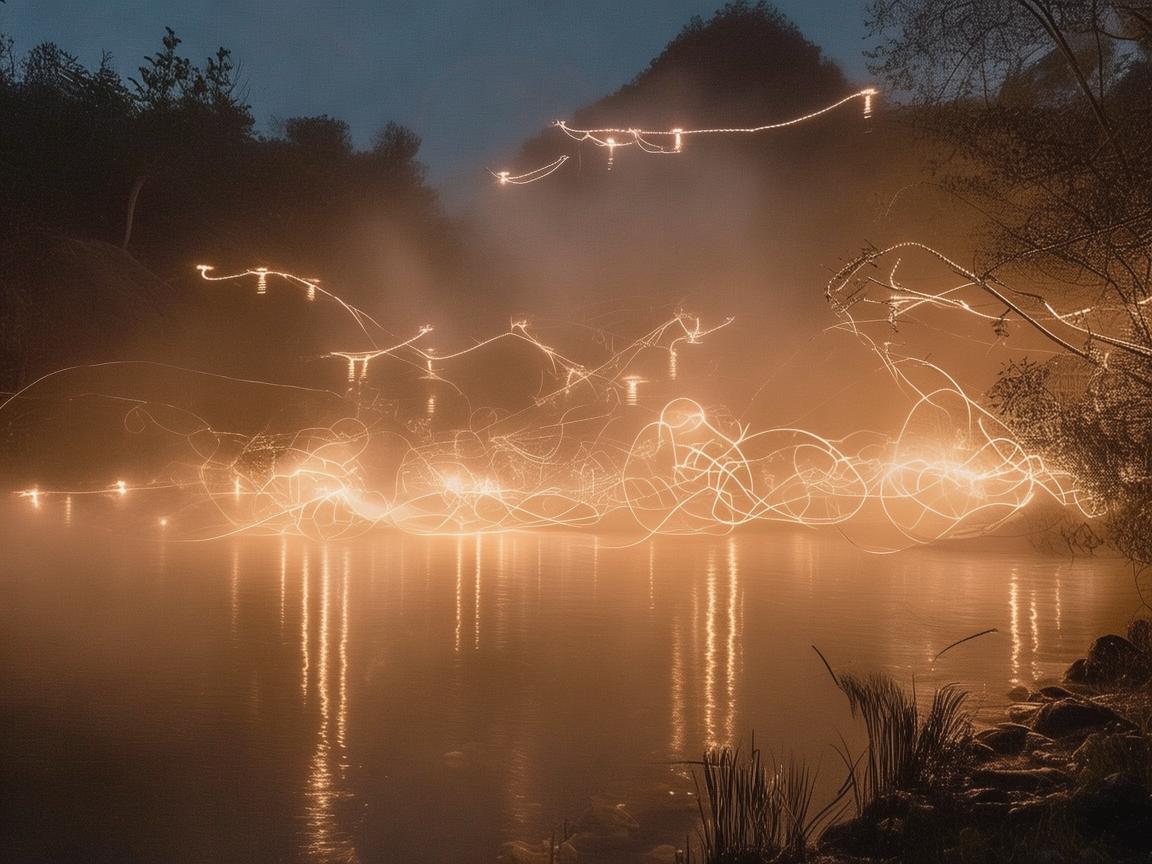 温泉畔，无人机灯光绘梦幻奇景