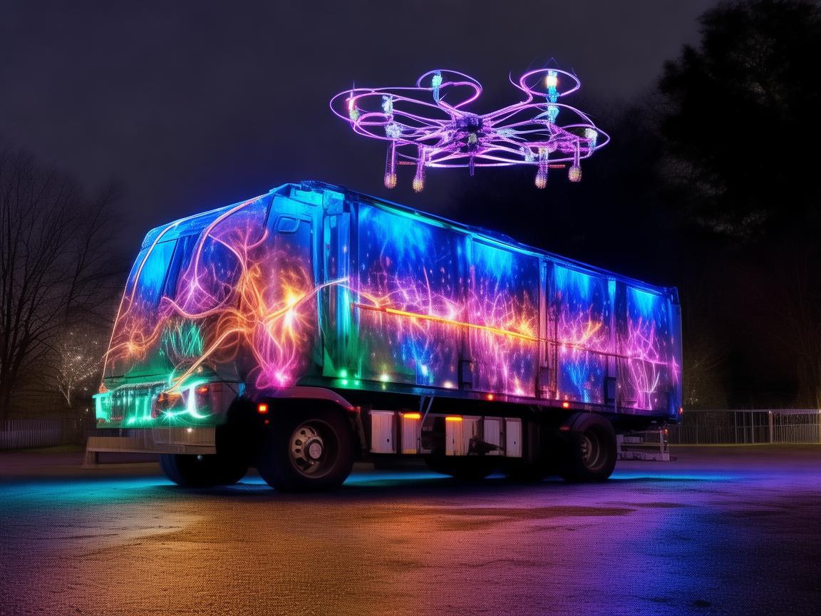 无人机灯光艺术,为垃圾车披上梦幻外衣