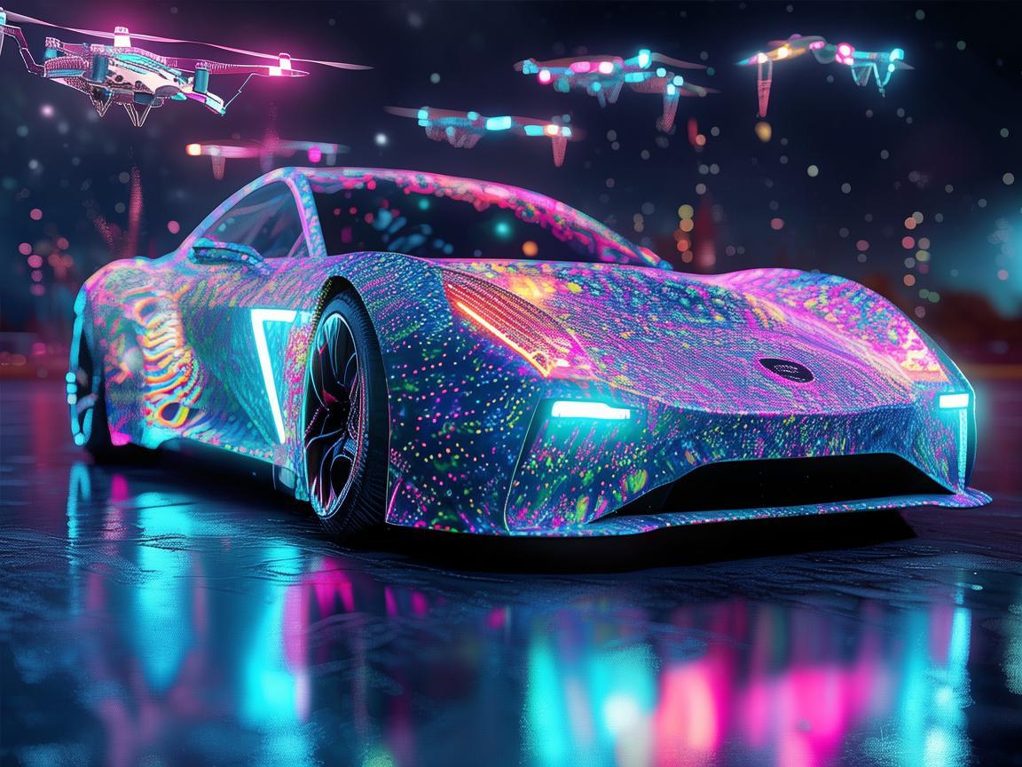 无人机灯光艺术，为汽车工程增添奇幻光彩