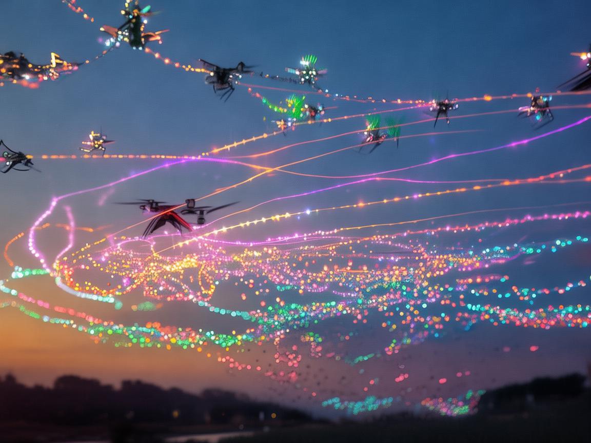 晨光中的无人机灯光艺术盛宴