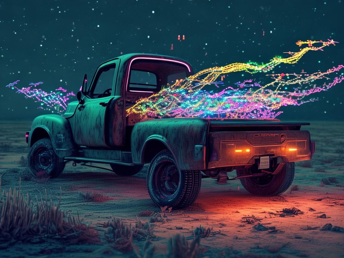 皮卡与无人机灯光艺术的奇幻交融 皮卡与无人机灯光艺术的奇幻交融