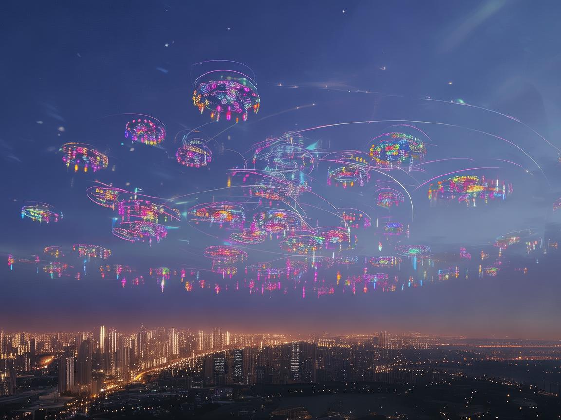 白城上空的无人机灯光艺术盛宴