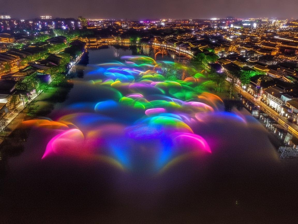 滁州之夜，无人机灯光绘就梦幻画卷