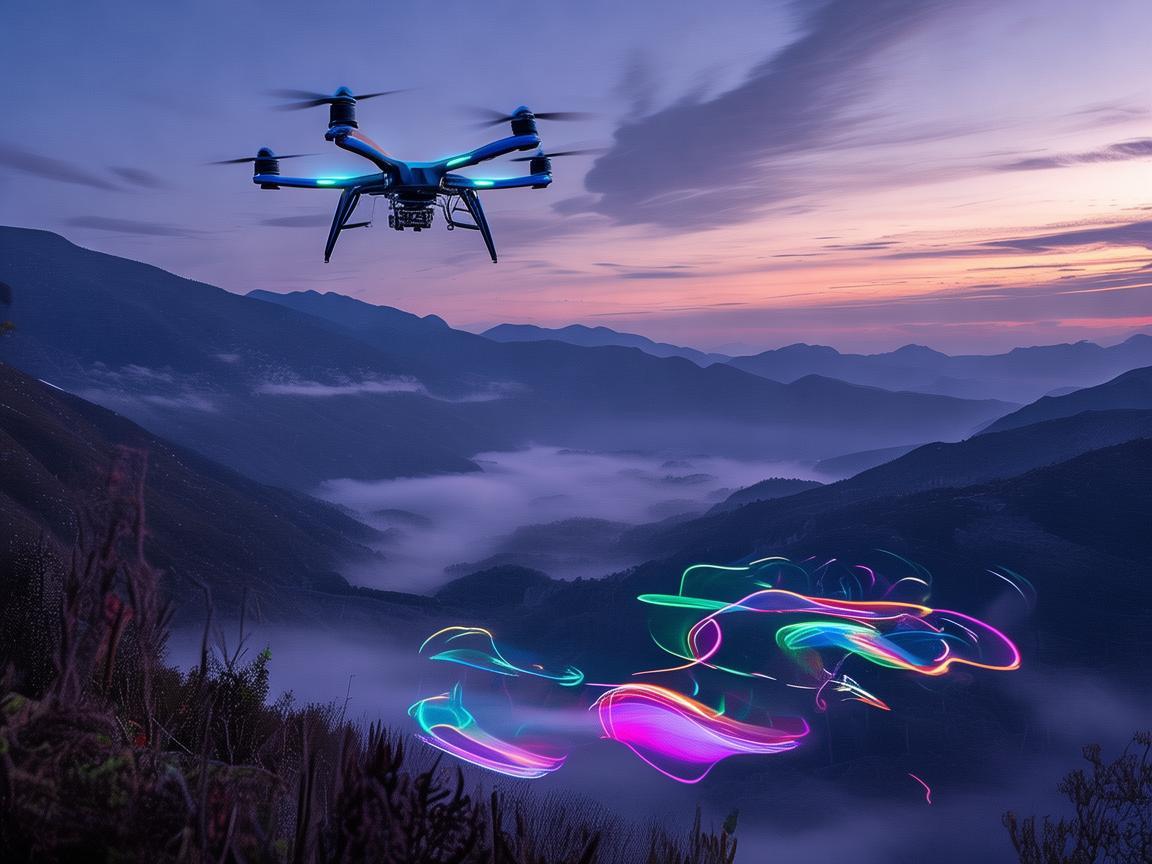 峡谷之上，无人机灯光绘梦幻奇景