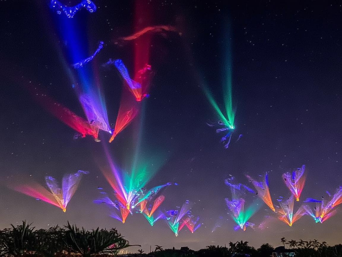 铜仁上空的无人机灯光艺术盛宴