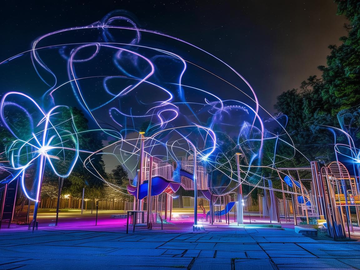无人机灯光秀点亮休闲广场儿童游乐区