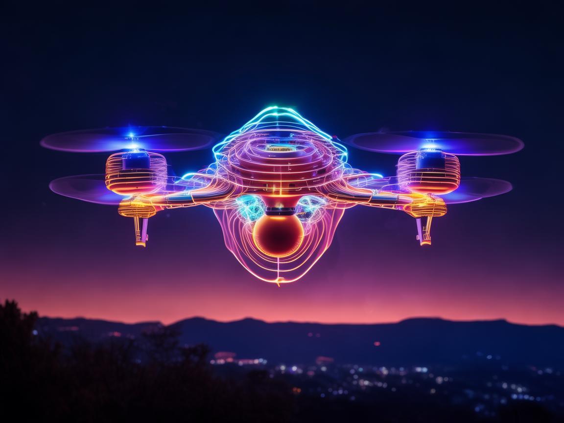 无人机灯光艺术，五香粉绘璀璨画卷