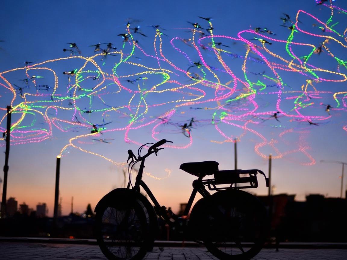 无人机灯光秀邂逅共享单车，演绎别样城市风景
