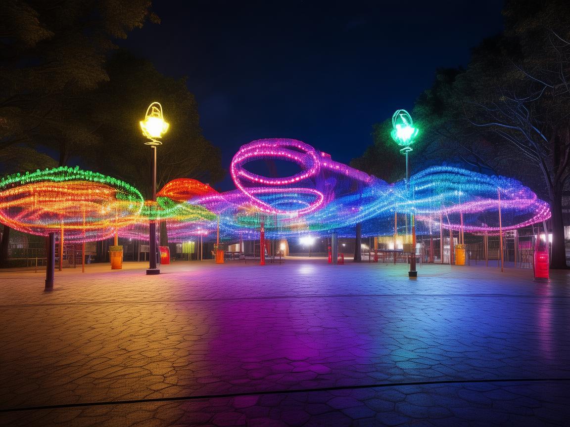 无人机灯光秀点亮休闲广场儿童游乐区