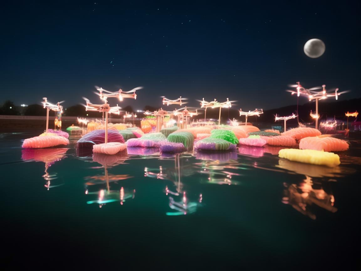 无人机灯光绘就寿司盛宴